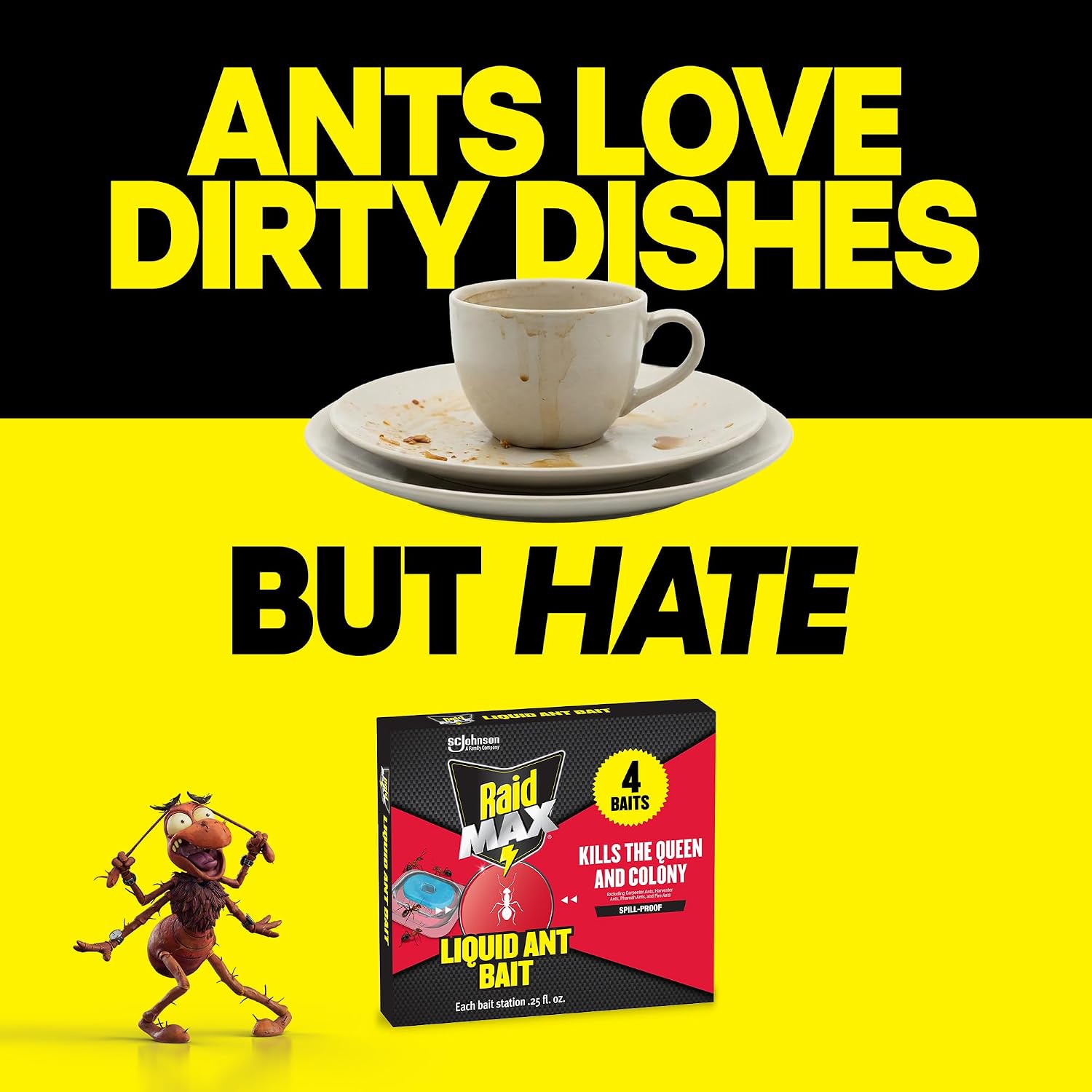MAX Liquid Ant Bait - Ant Traps Indoor and Outdoor Use – Insect Repellent & Pest Control That Kills Ants Where They