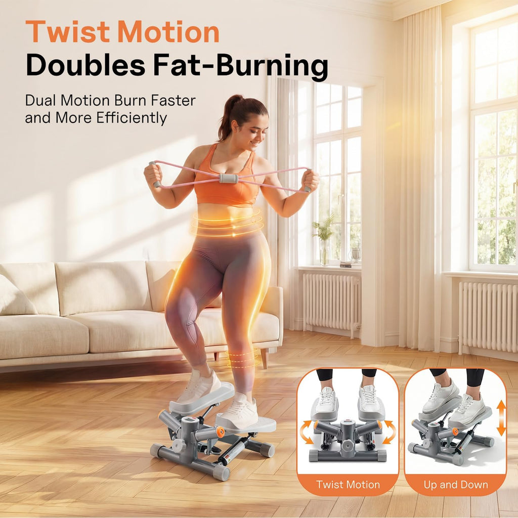 YYJO Steppers for Exercise at Home, Mini Stepper with Resistance Bands Quiet Portable Stair Stepper for Buttocks Lifting and Body Shaping