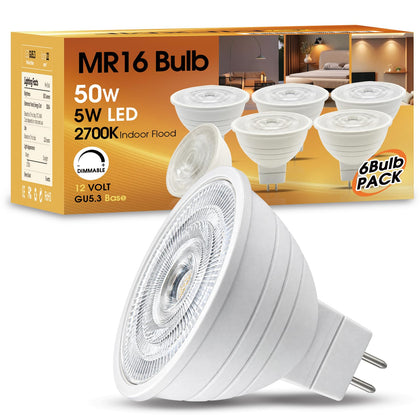 MR16 LED Bulb Dimmable GU5.3 12V 2700K Warm White,Halogen Equivalent, 40° Beam Angle Spotlight for Landscape