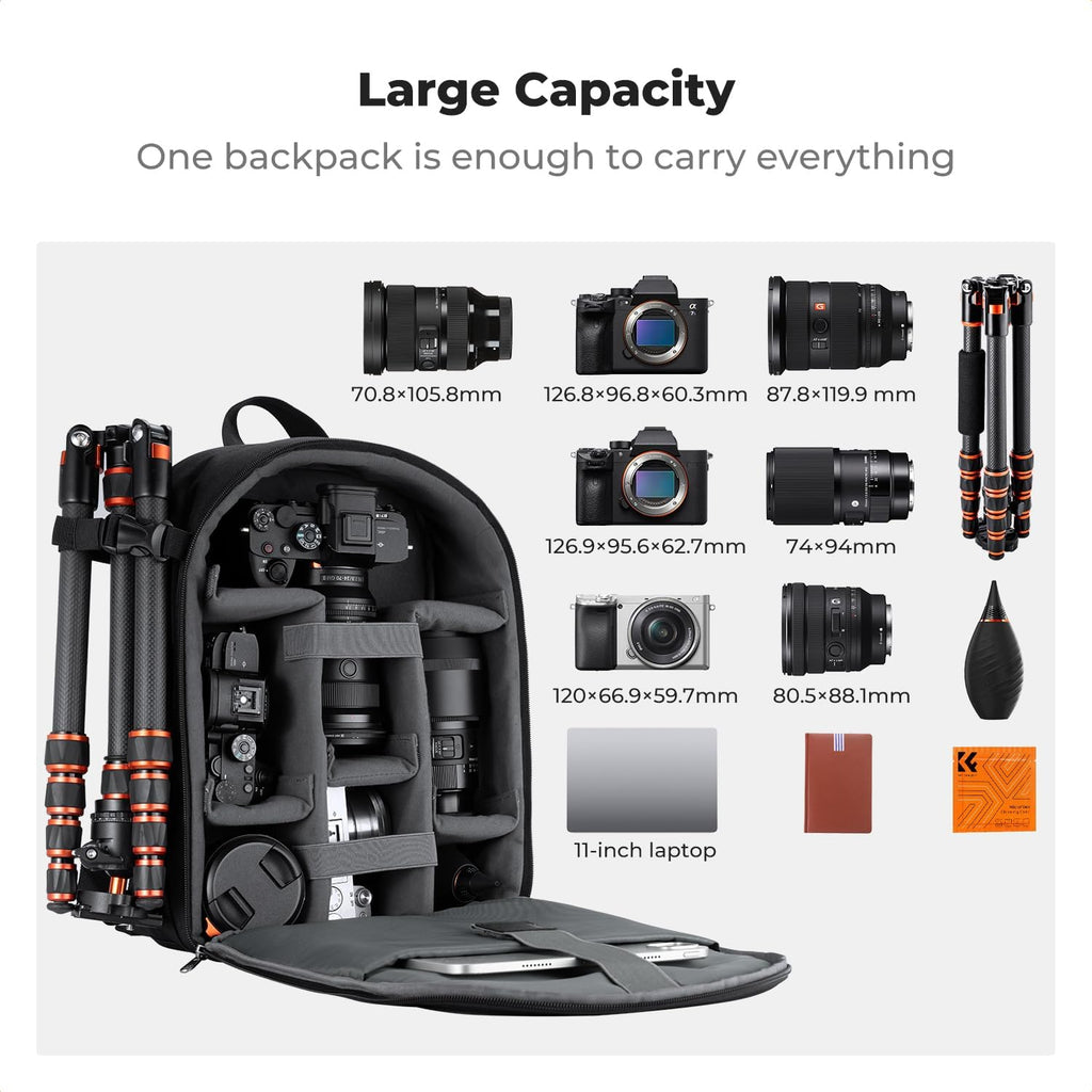 Camera Backpack, Lightweight Camera Bag with Tripod Holder | Professional Bag for DSLR/SLR Mirrorless, with 14in