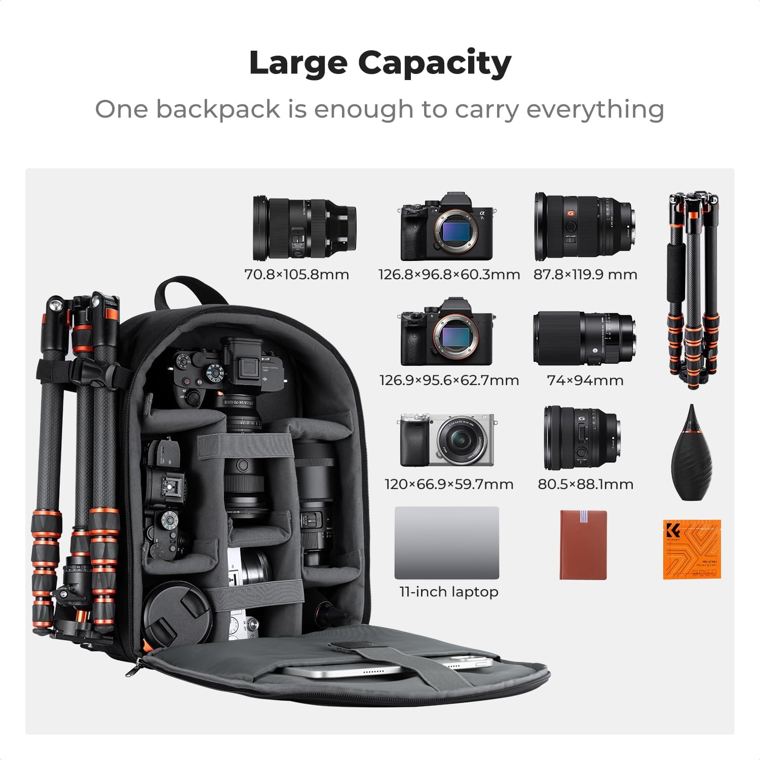 Camera Backpack, Lightweight Camera Bag with Tripod Holder | Professional Bag for DSLR/SLR Mirrorless, with 14in