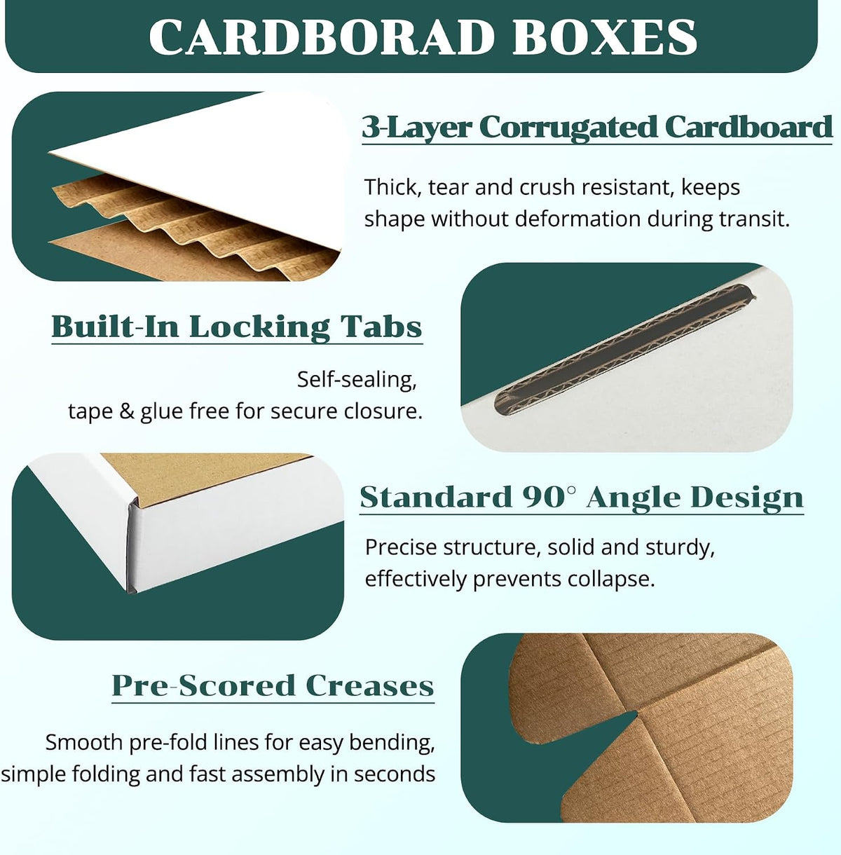 White Shipping Boxes 7x6x2 Inch 50 Pack, Corrugated Cardboard Mailers