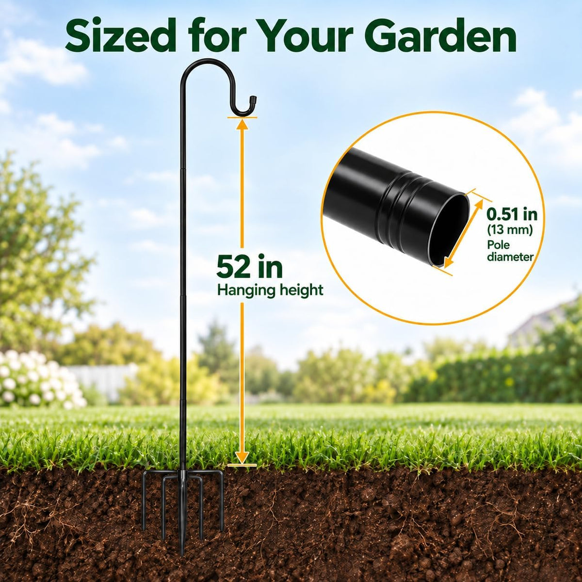 Shepherd-Hooks 60" Adjustable for Bird-Feeder Lantern Plant-Hook Garden-Stake - Plant Stand Hanger for Outdoor Flower