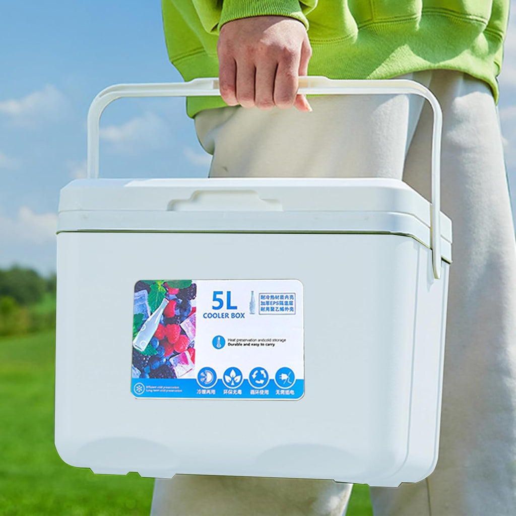 Portable Camping Cooler with Handle 5L Ice Cooler Small Hard Travel Coolers | Leak-Proof Outdoor Ice Chest Keeps Ice