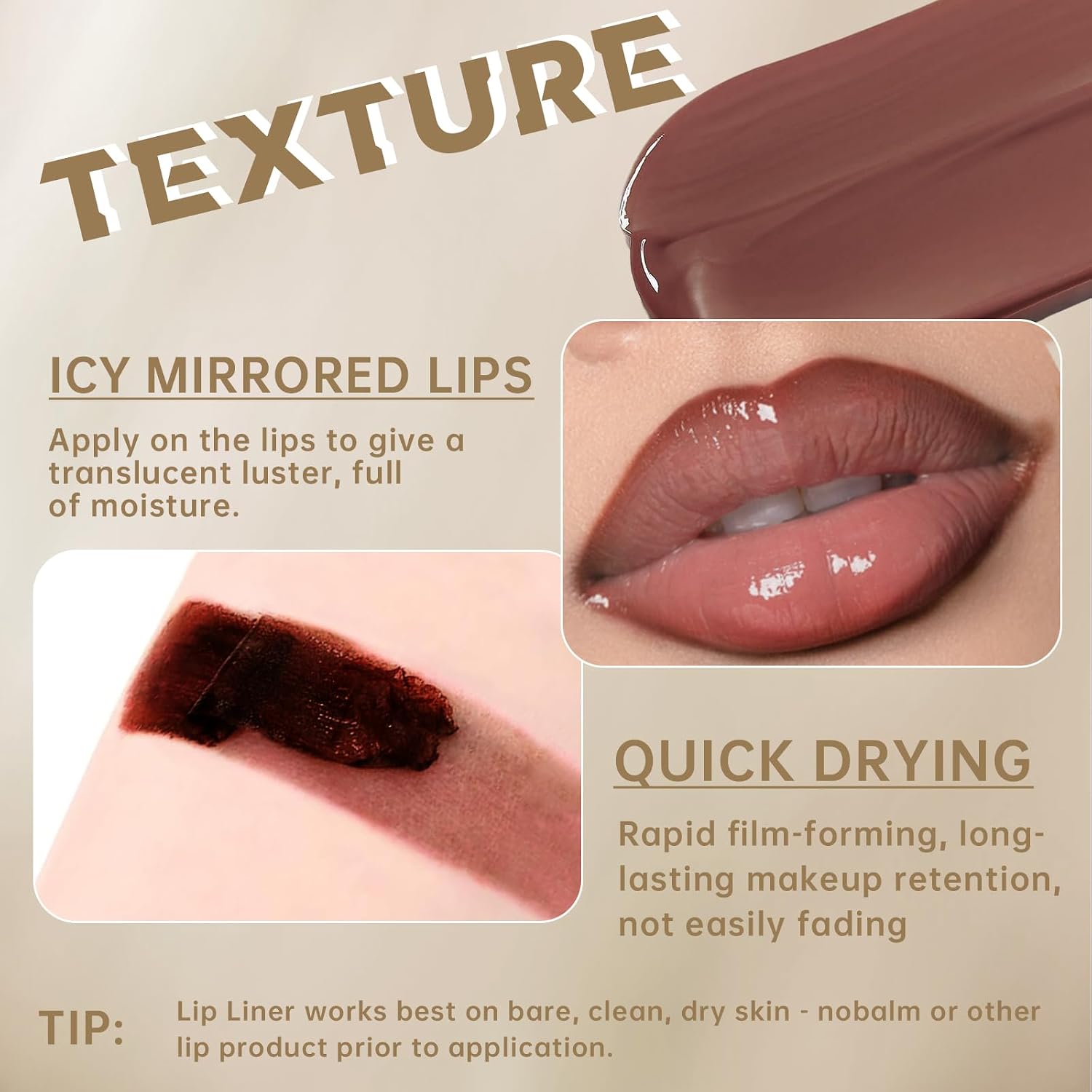 Peel Off Lip Liner Stain Tattoo, Long Lasting Waterproof Lip Stain Peel off, Tattoo Nude Lip Liner and Lip Gloss