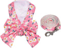Dog Harness and Leash Set Adjustable Puppy Harness Mesh Vest Set Bow Knot Pet Clothes for Small Girl Dog Cat Summer
