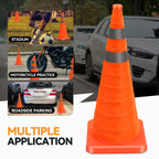 28" Collapsible Traffic Safety Cones, 2-Pack Reflective Orange | Heavy-Duty PVC, Weighted Base for Stability