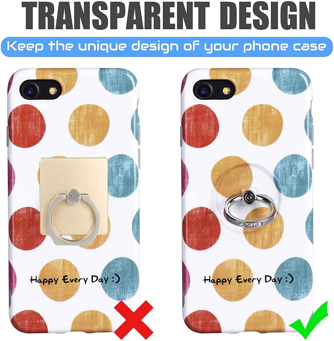 Transparent Phone Ring Holder Grip - EI Sonador Clear Cell Phone Ring Stand Holder Finger Grip Kickstand 360°