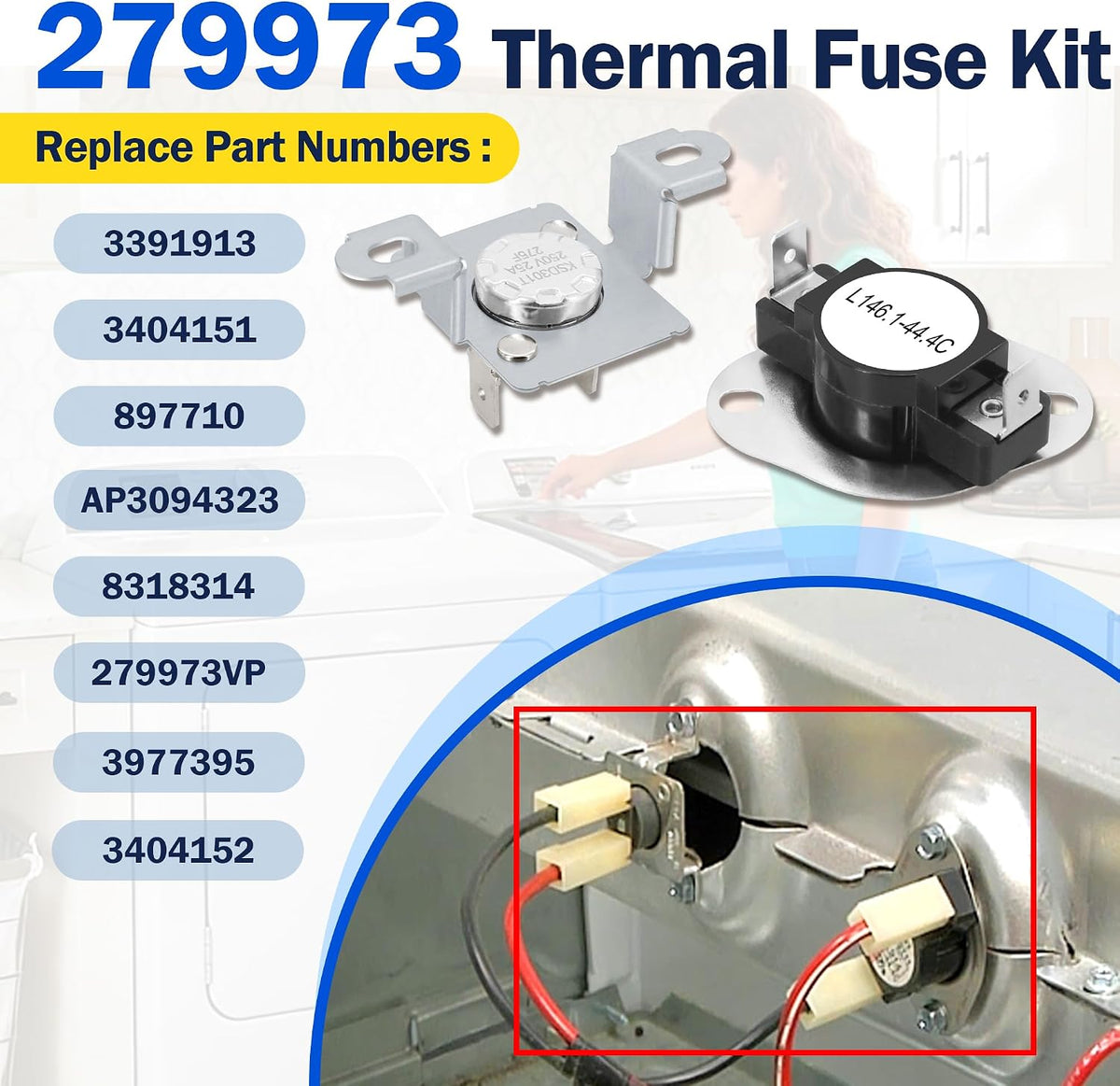 MED3000BG0 MED3000BW0 Dryer Heating Element Kit Fit for May-tag MED4000BW0 MED3500FW0 MED5500FC0 MED7100DW1 MED5500FW0 MED7000XG1 MED6000AW0 MED8200FC0 MED7000AG0 MED8000AG0 MED7000XR0 MED6000XR0