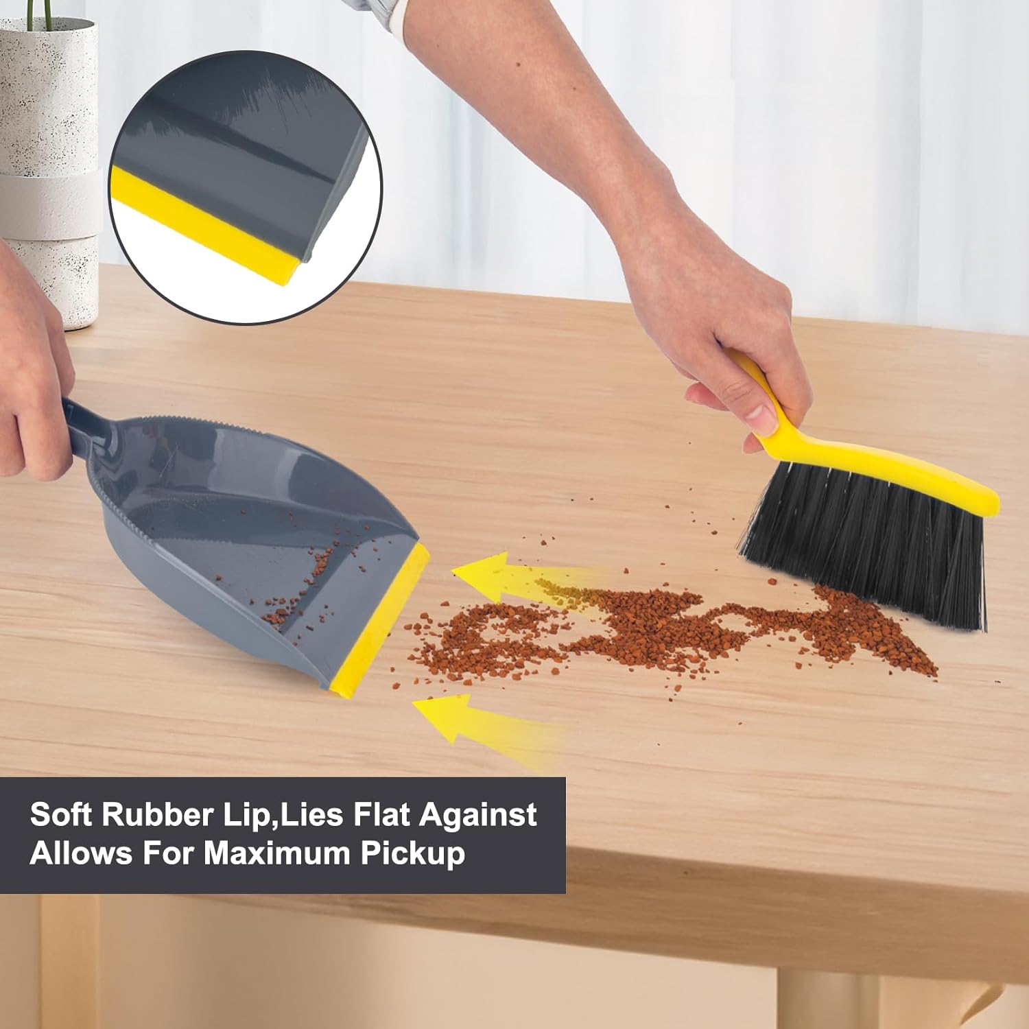 Dustpan and Broom Set Small – Mini Handheld Dustpan and Brush Combo for Home, Desktop, Sofa, Cat Litter, Car, Camping