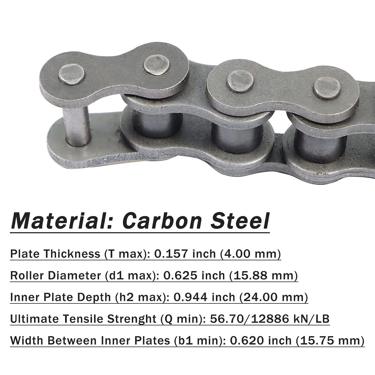 kimllier 80H Roller Chain 10 Feet with 1 Connecting Links