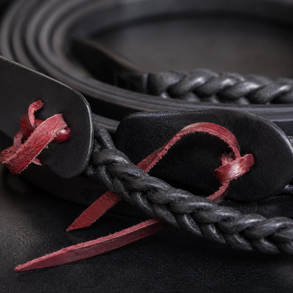 Horse Western 8 Feet Leather Braided Leather Split Reins 66RT49