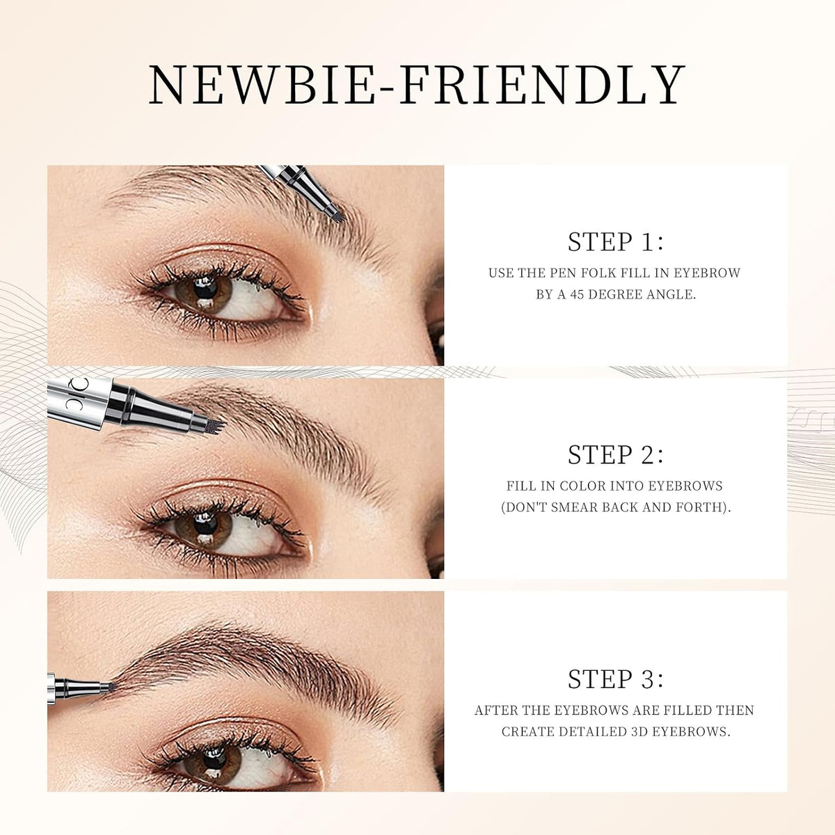 Eyebrow 4 Tip Brow Pencil, Microblading Pen Waterproof Long-Lasting with Upgrade Micro-Fork Tip Applicator for