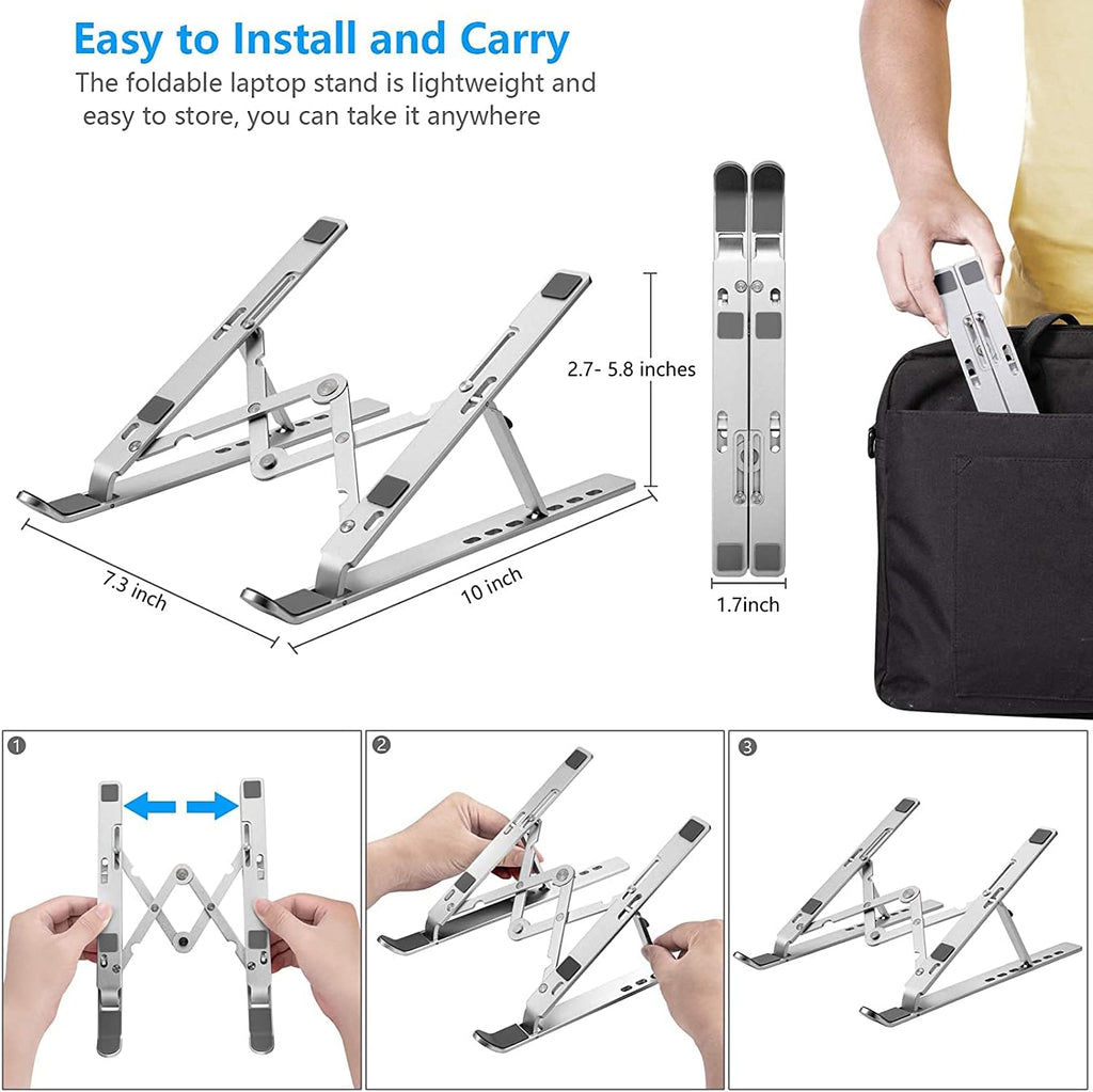 Laptop Stand for Desk, Ergonomic Adjustable Aluminum Foldable Portable Computer Stand, Lecterns & Podiums, Fits