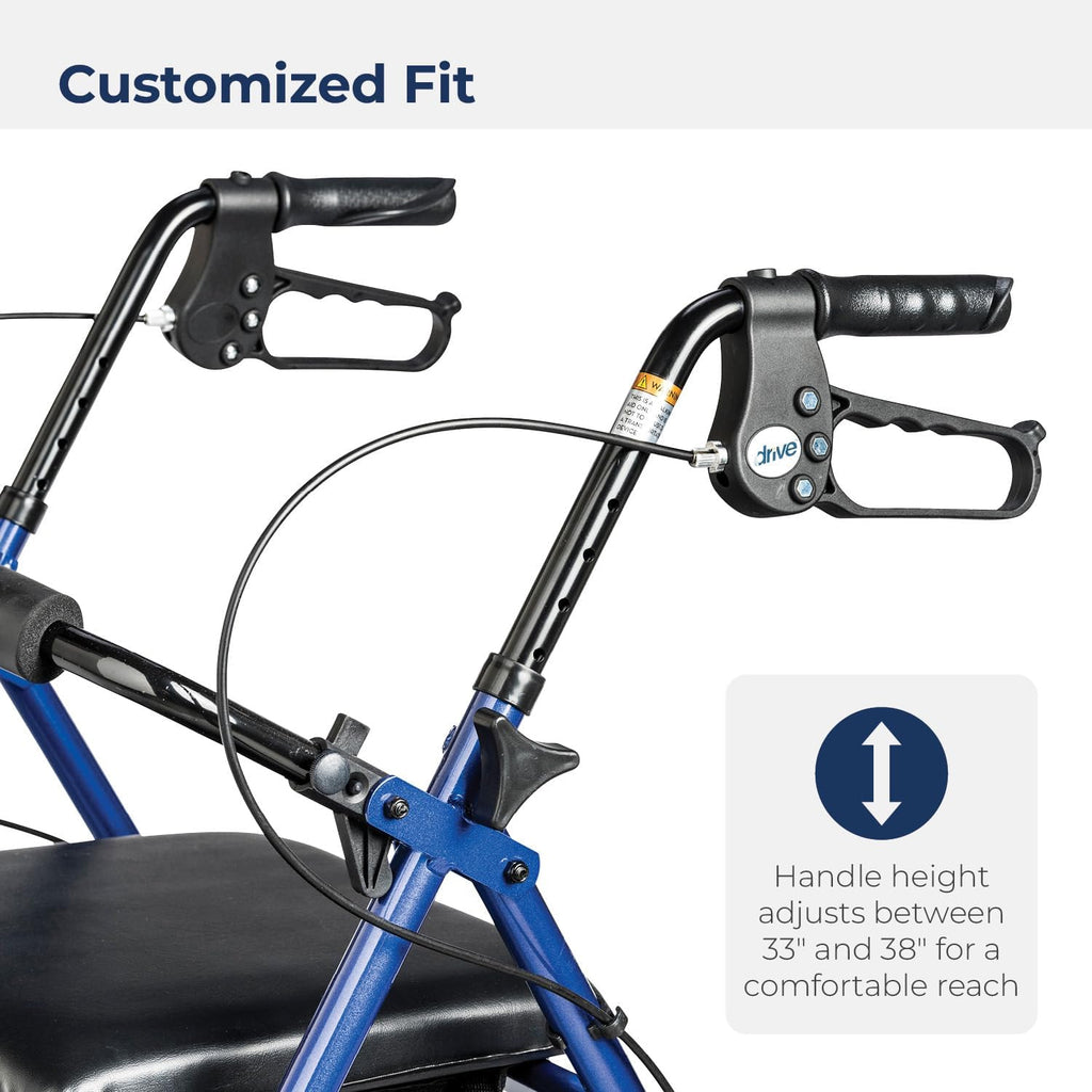 R728BL Foldable Rollator Walker with Seat, Blue
