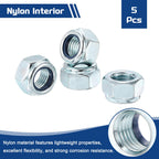 Kozelo 5Pcs M16-2 Nylon Locking Hex Nuts CarbonSteel Blue and White