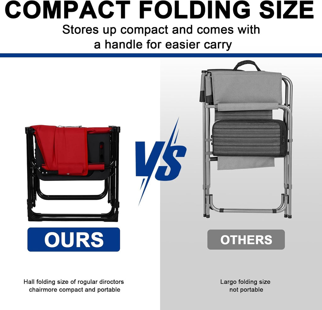 2Pack Director Chairs for Outdoor, Folding Camping Chair, Compact Directors Chair Side Table and Side Bag, Heavy Duty