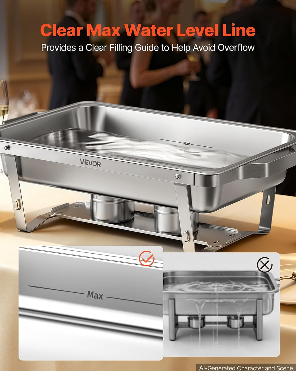 3 Packs Chafing Dishes for Buffet Set, 9QT Stainless Steel Chafer