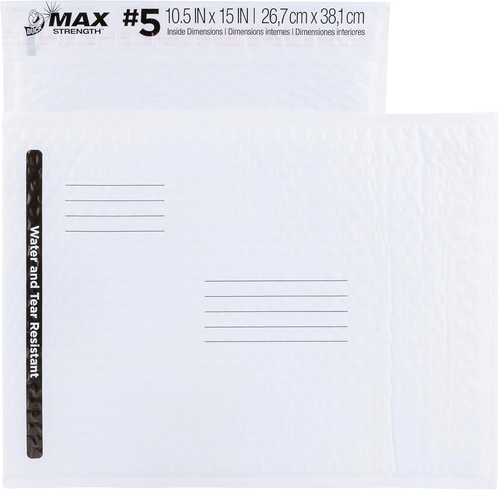 Brand #5 Poly Bubble Mailers, White, 10.5 inch x 15 inch, 25 Pack