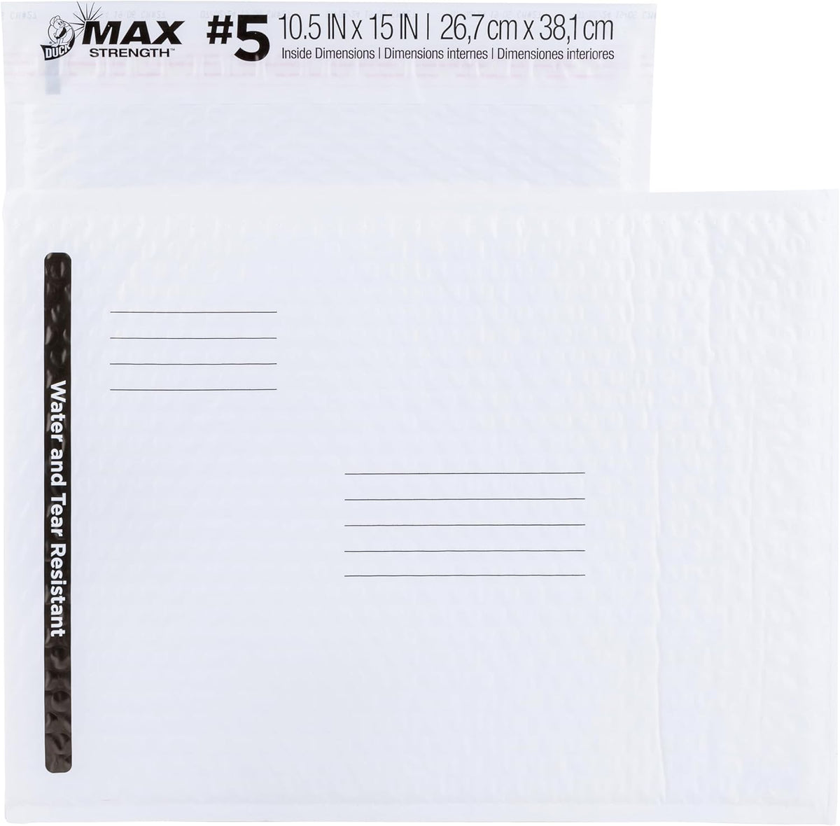 Brand #5 Poly Bubble Mailers, White, 10.5 inch x 15 inch, 25 Pack