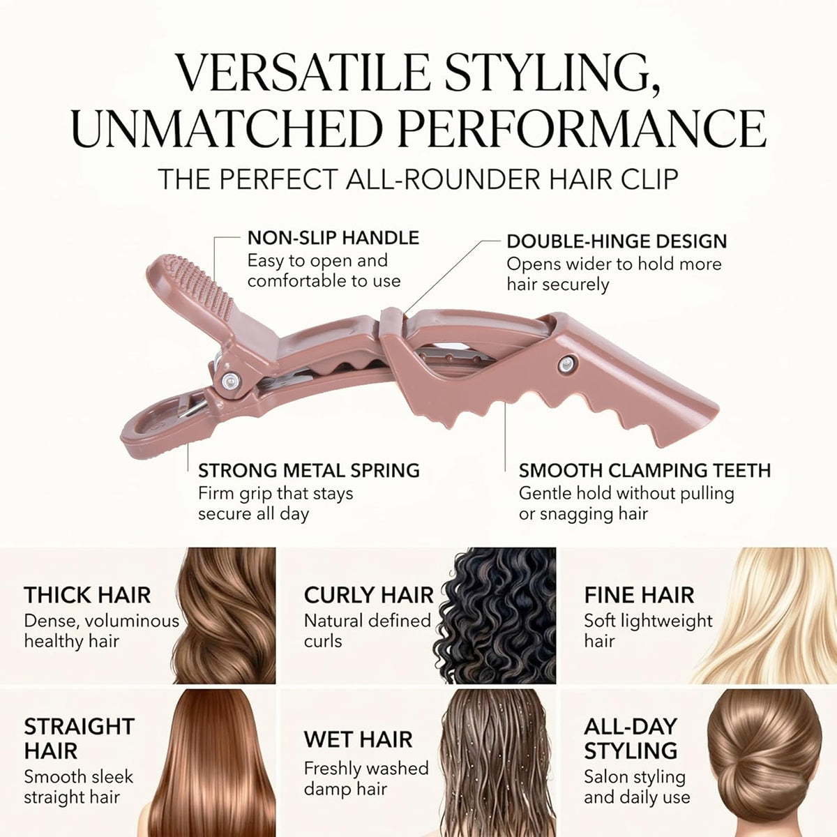 Double-Hinged Hair Clips for Styling & Sectioning, 20 Pack