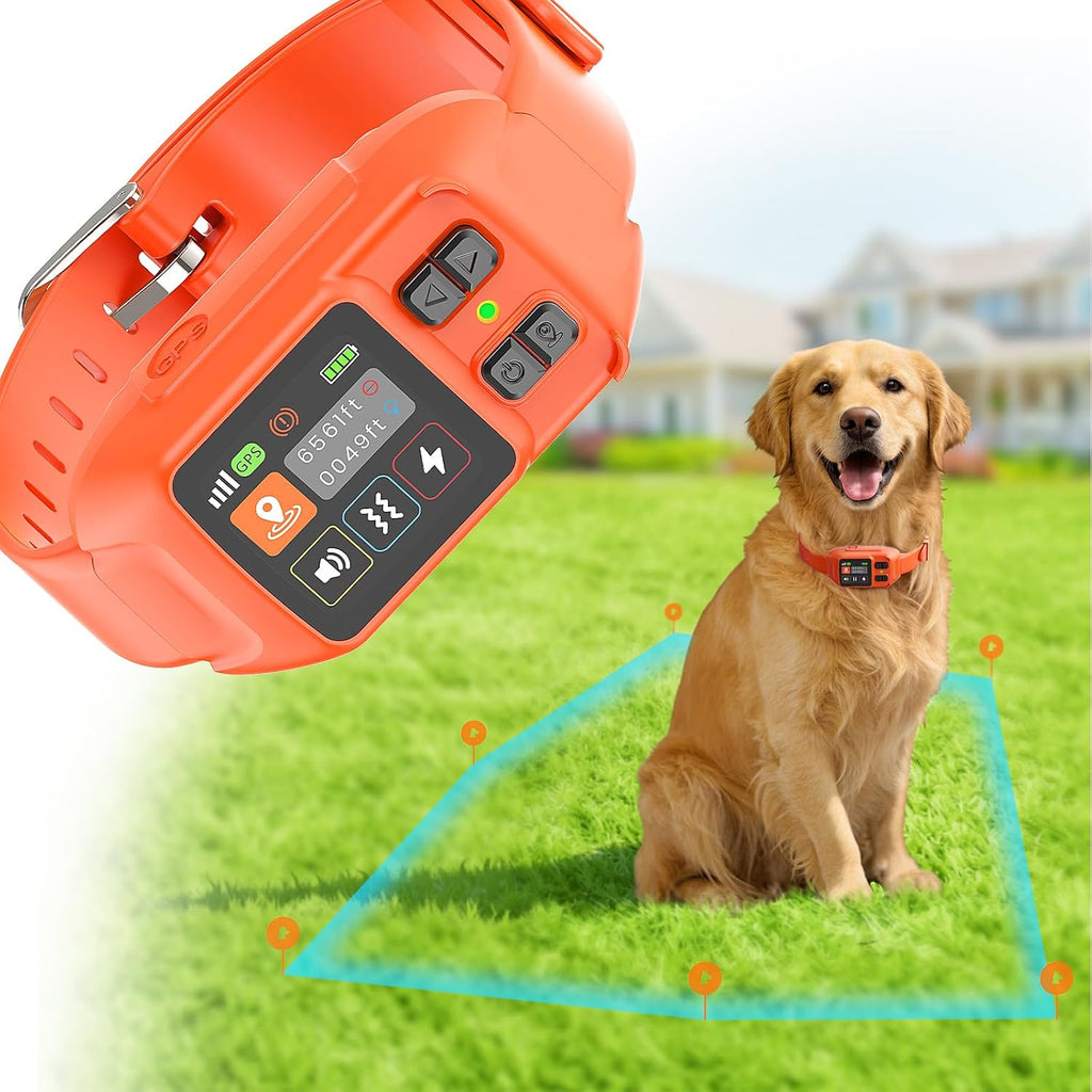 GPS Wireless Dog Fence for Medium Large Dog Custom Boundary No Subscription