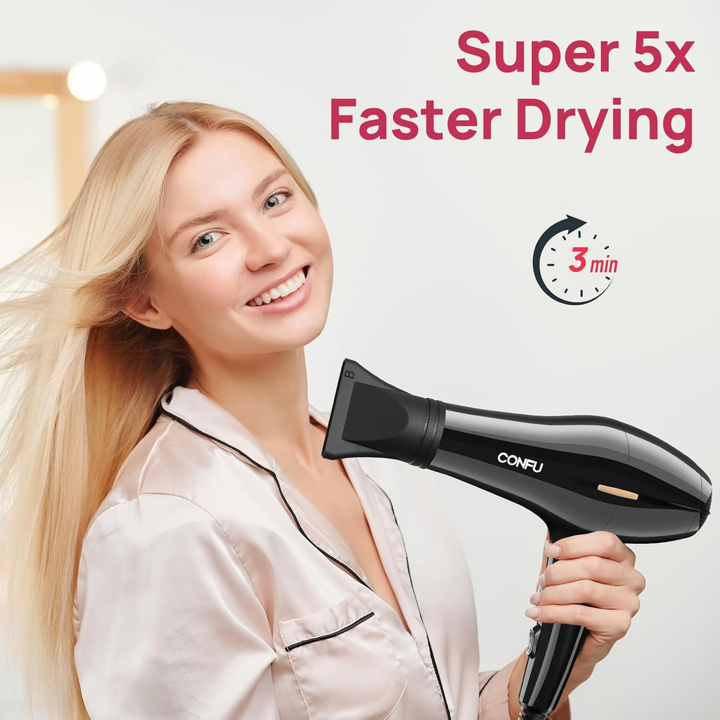 Hair Dryer, Professional Ionic Salon Blow Dryer with Diffuser for Women and Men, 5X Fast Drying, Powerful and Quiet