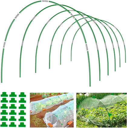 Garden Hoops for Raised Beds, 36pcs (6 Sets of 8ft) Fiberglass Hoops with PVC Coating, DIY Greenhouse Tunnel for Row