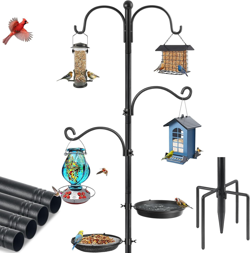 Bird Feeder Pole, Bird Feeding Station 88 Inch Shepherds Hooks for Outdoor Heavy Duty 1 Inch Dia Humming Birds Feeder