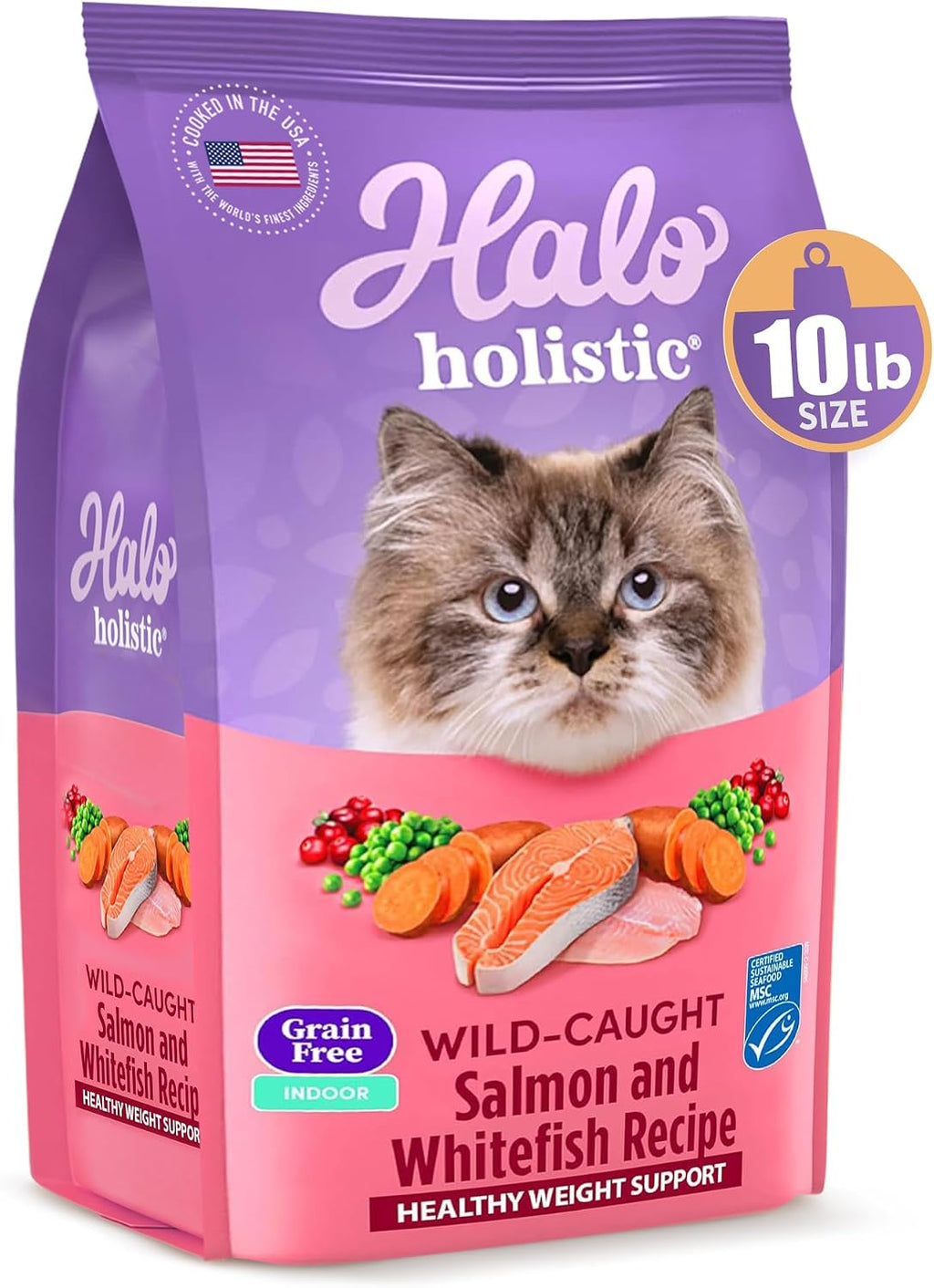 Holistic Indoor Dry Cat Food, Wild-Caught Salmon & Whitefish, 6 lb