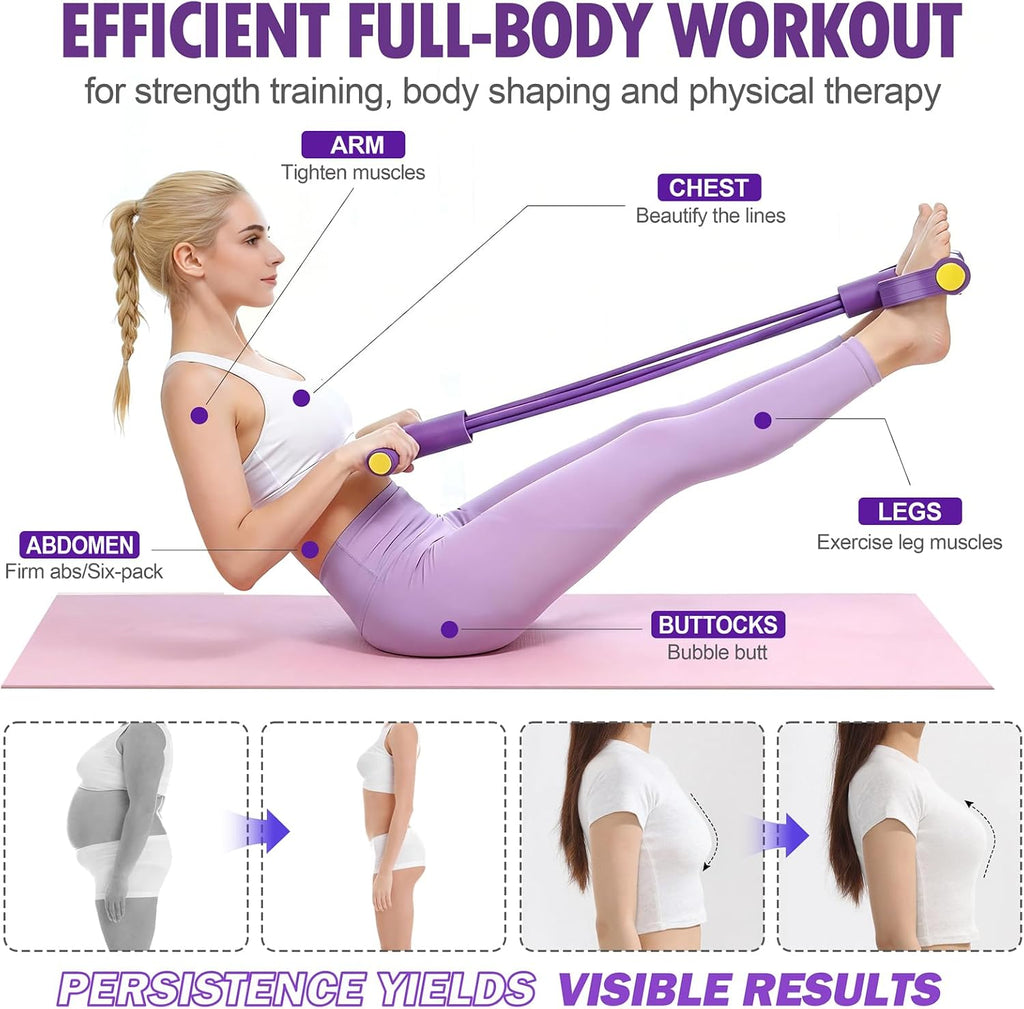 Foot Pedal Resistance Bands with Handles, 6-Tube Multifunction Exercise Bands, Durable Home Gym Fitness Equipment for