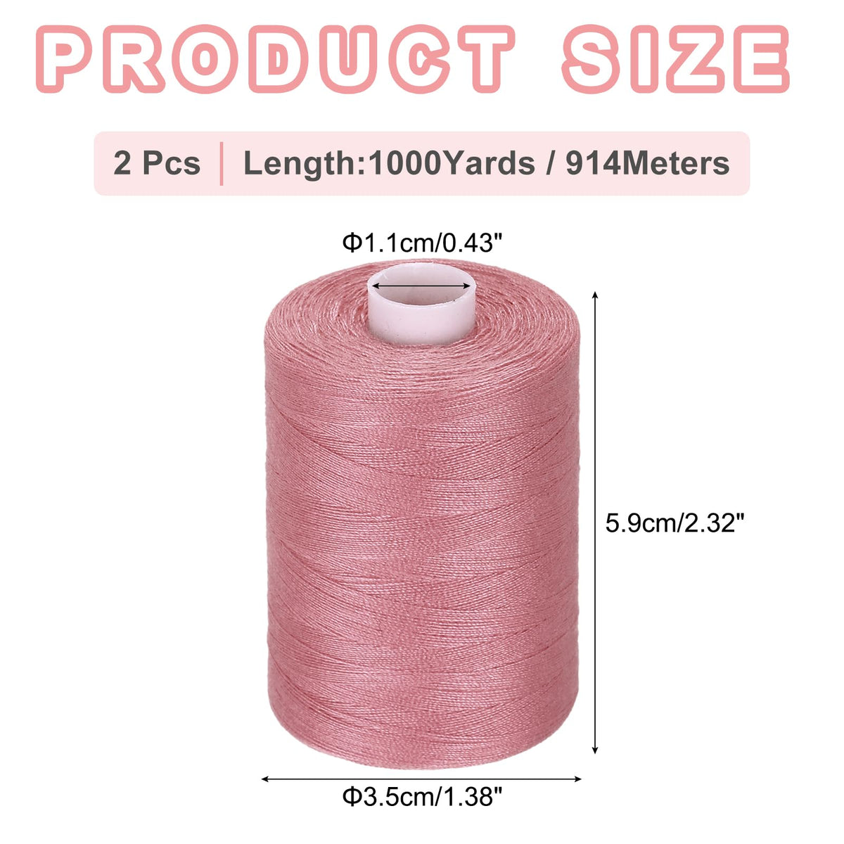 2 Spool Sewing Thread, Pink #471 1000 Yards/Spool