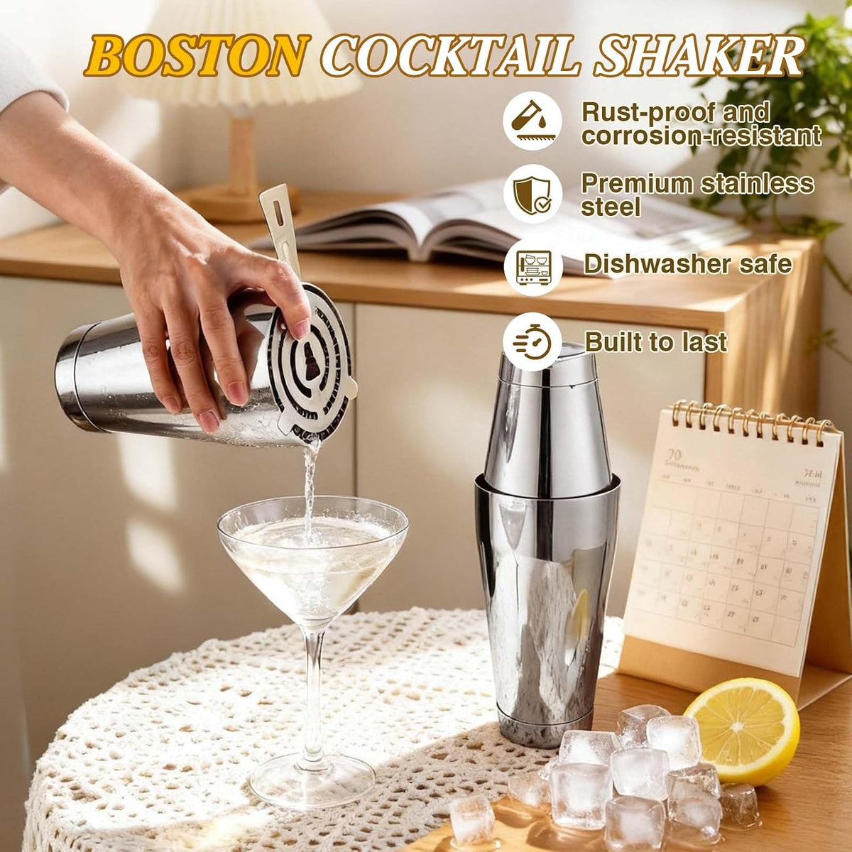 Cocktail Shaker Set,Boston Shaker 15Pc Drink Shaker Bartending Kit