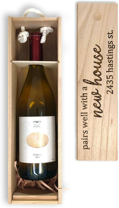 City North Customizable Wooden Wine Box, Pairs Well with a New House – Ideal Gift for Friends - Wine Accessories for