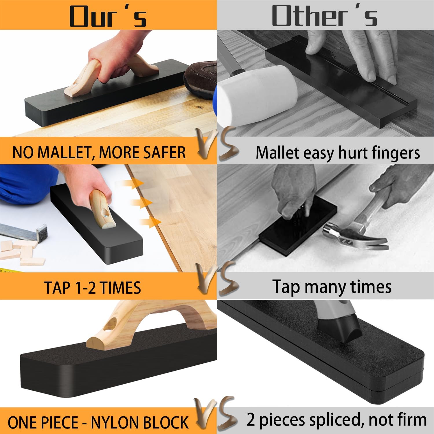 Heavy Tapping Block,Mallet-Free,Tap Floor Directly, Flooring Tools