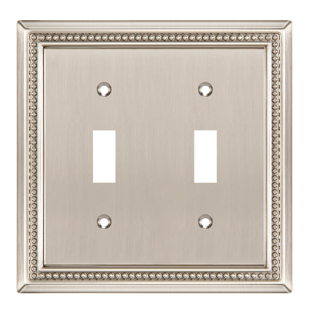 Sunken Pearls Heavy-Duty 2 Toggle Light Switch Plate, Satin Nickel, 1 Pack