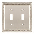 Sunken Pearls Heavy-Duty 2 Toggle Light Switch Plate, Satin Nickel, 1 Pack