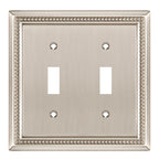Sunken Pearls Heavy-Duty 2 Toggle Light Switch Plate, Satin Nickel, 1 Pack