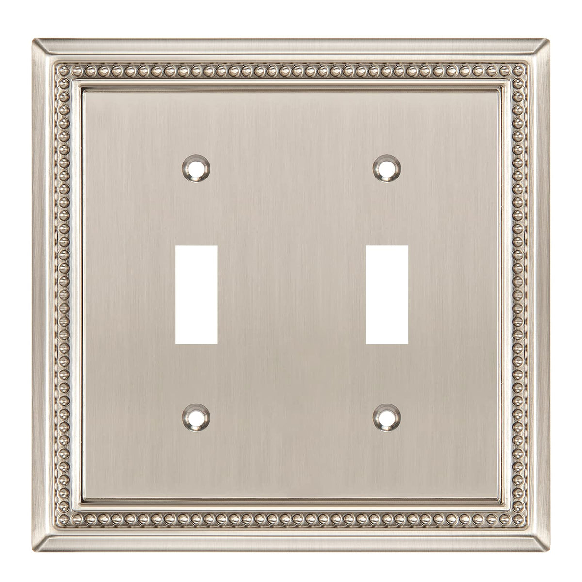 Sunken Pearls Heavy-Duty 2 Toggle Light Switch Plate, Satin Nickel, 1 Pack