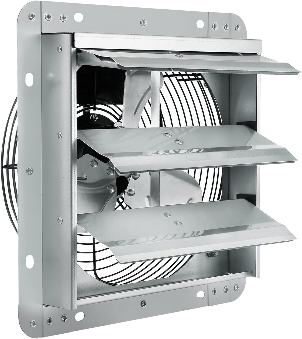 VEVOR 10'' Exhaust Fan, Wall Mounted Attic Fan with Variable Speed, 820 CFM, Automatic Shutter, Ventilation and Cooling, Silver, Fan Only
