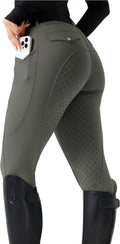 Women's Horse Riding Pants Full Seat Equestrian Breeches High Waist Horseback Riding Tights with Pockets