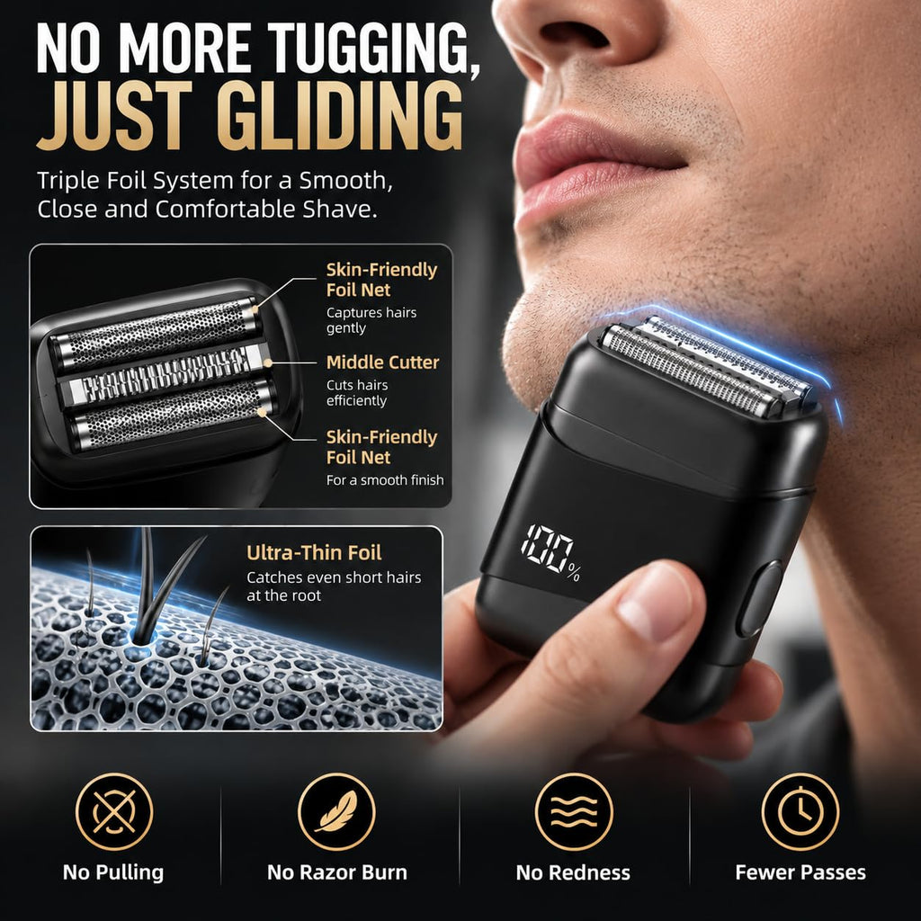 Electric Foil Shavers for Men: 3 Floating Blades-Portable