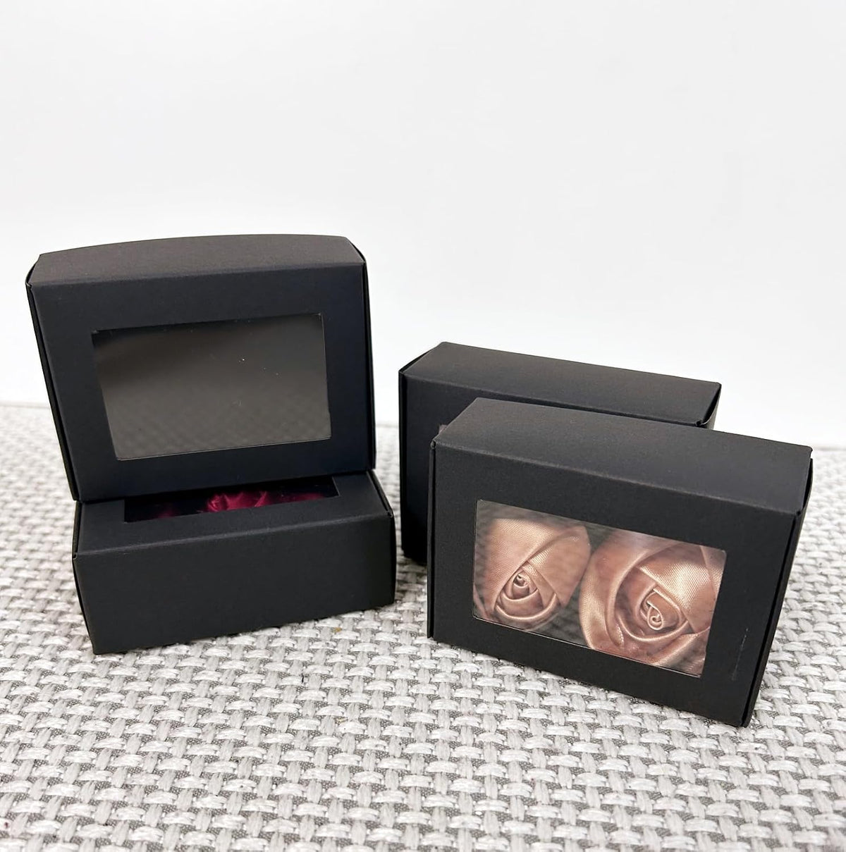 3.3 x 2.4 x 1.2 Inch Kraft Paper Boxes with Window 30pcs Soap Packaging Gift boxes with Window(Black)