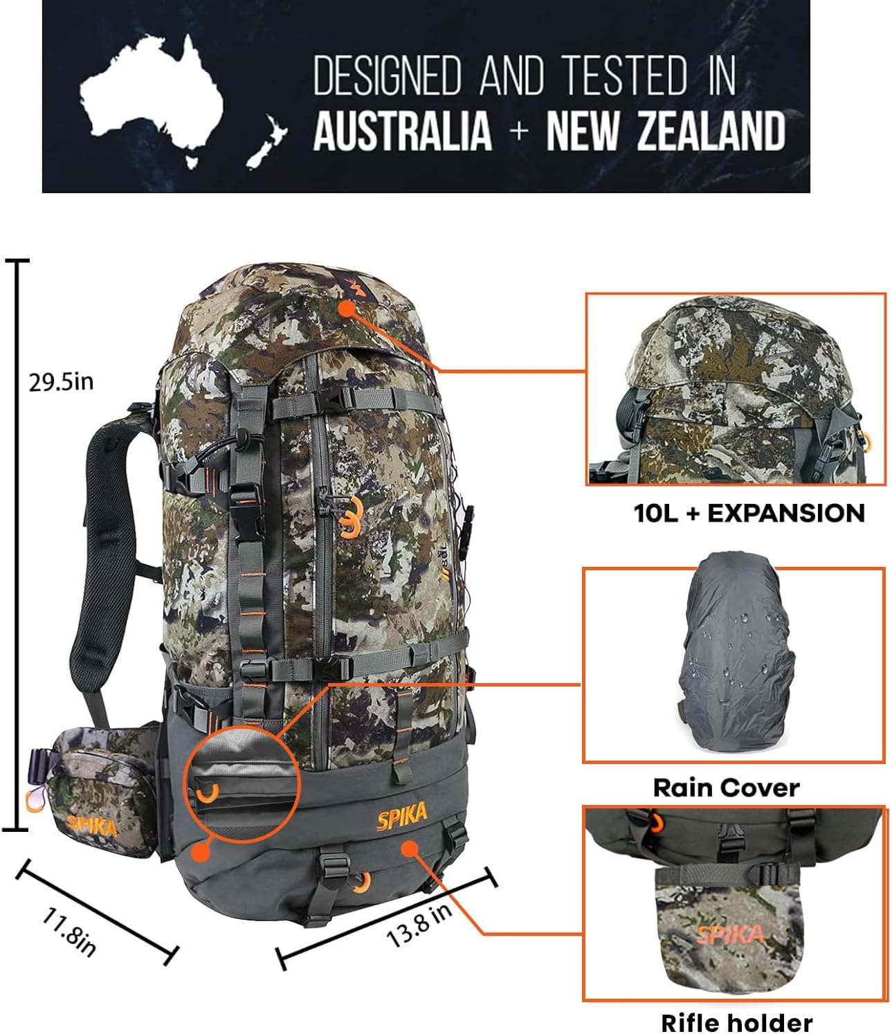 Hunting Backpacks for Men, Meat Hauler Frame Pack with Rifle Holder, 40L/80L Extendable + Capacity for Bow Rifle Gun