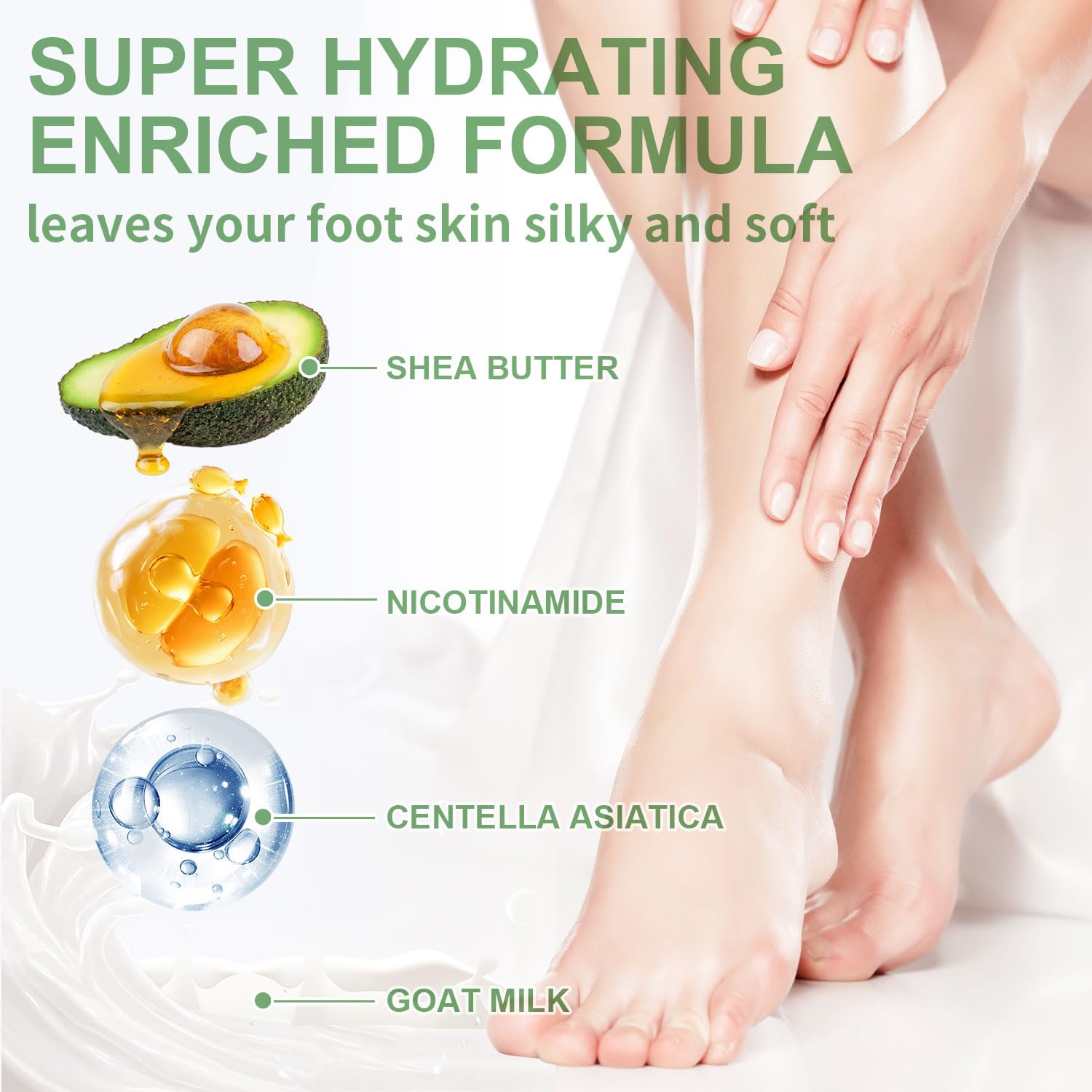 Moisturizing Foot Mask with Shea Butter and Goat Milk, Hydrating Foot Masks for Dry Cracked Feet, Dry Skin