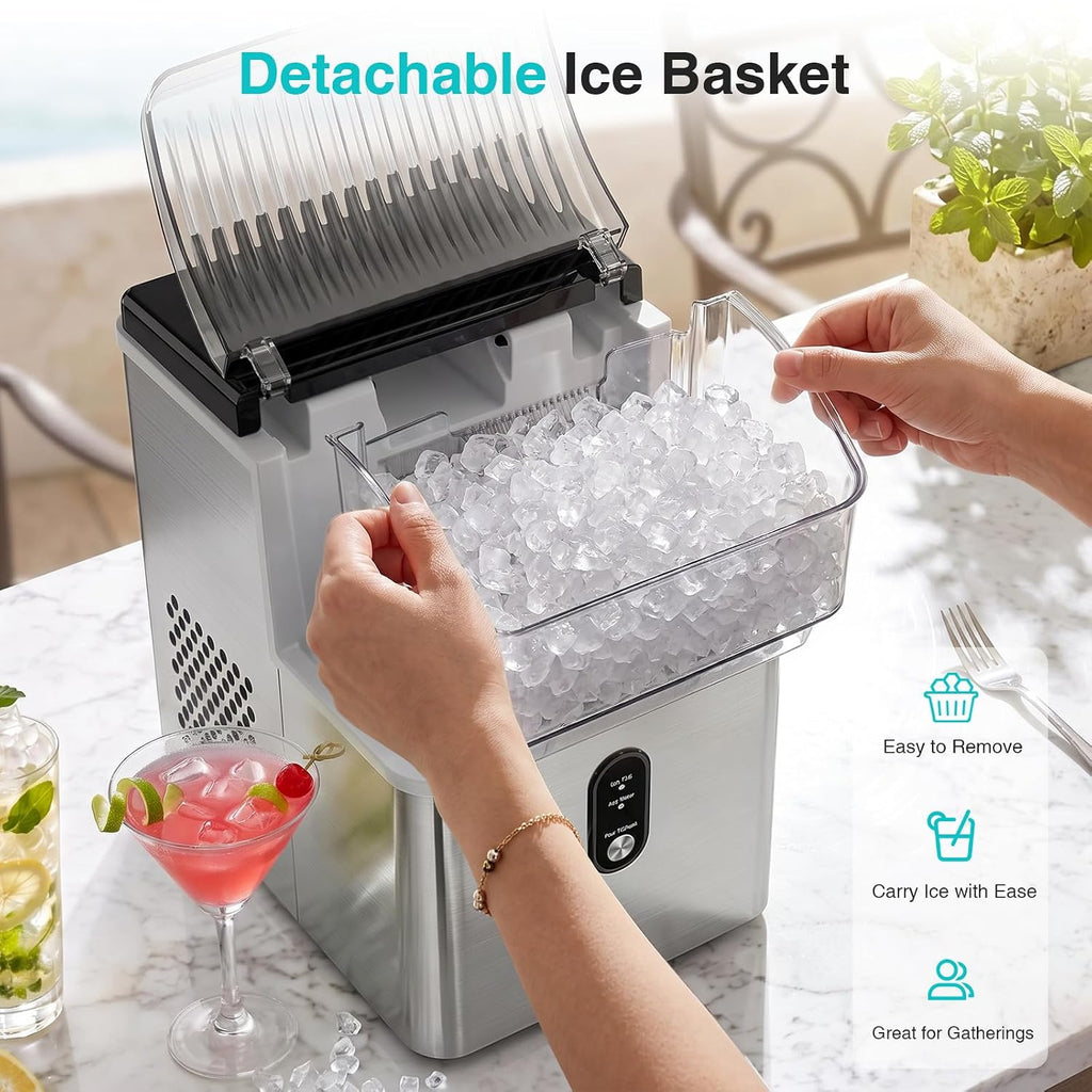 Nugget Ice Maker Countertop, 35 lbs/Day, Stainless Steel