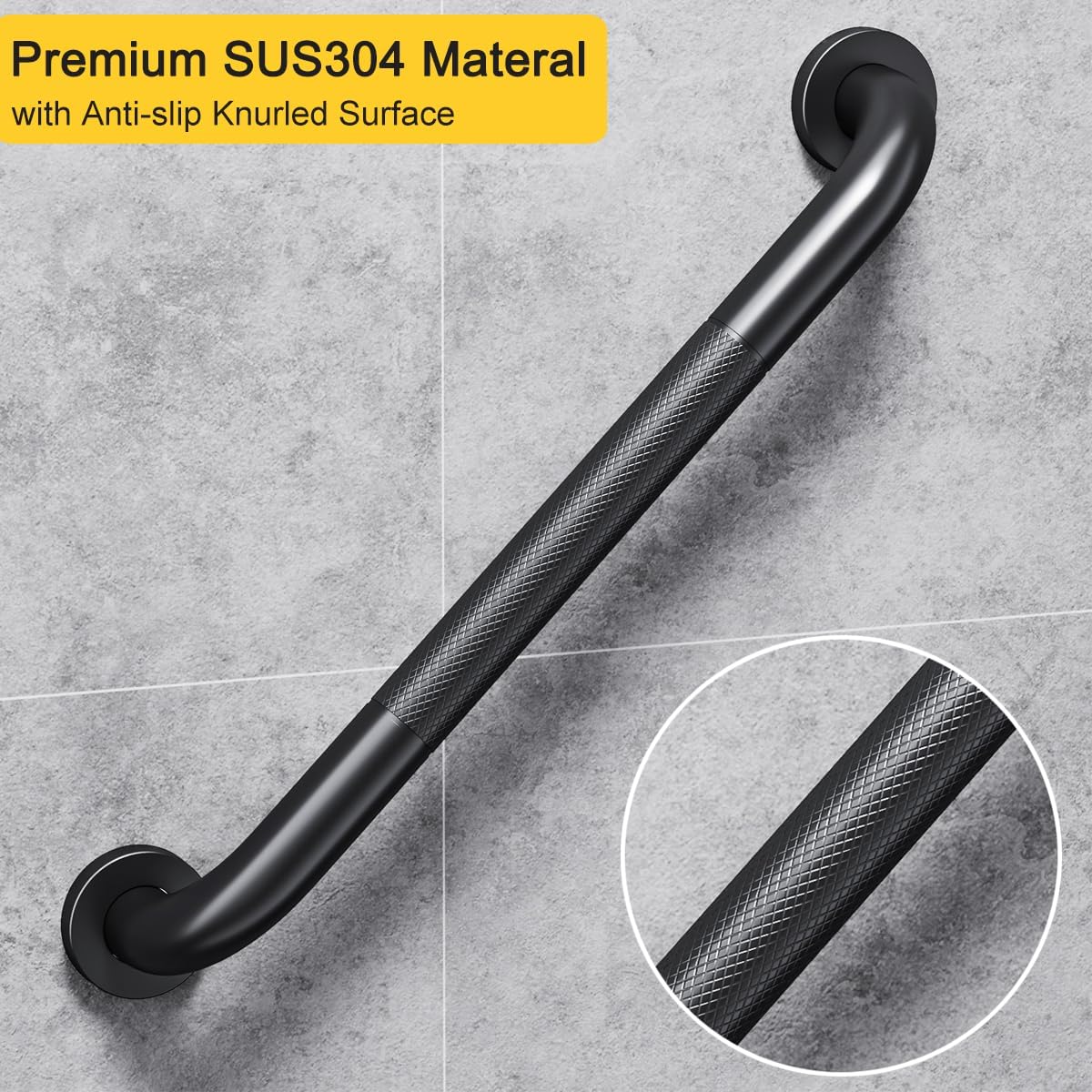 2 Pack Shower Grab Bar, 16 Inch Stainless Steel Bathroom Grab Bar with Anti-Slip Knurled Grip, Shower Handle Bath