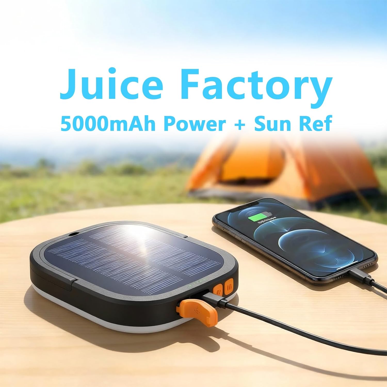 LED Camping Lantern, Solar Lanterns, 5000mAh Rechargeable Light 2000 Lumens 5 Light Modes, IP65 Waterproof with USB