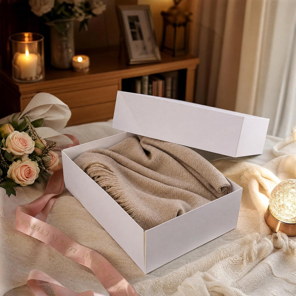12 Pack 14x10x4 inch Gift Boxes, White Shirt Boxes for Presents