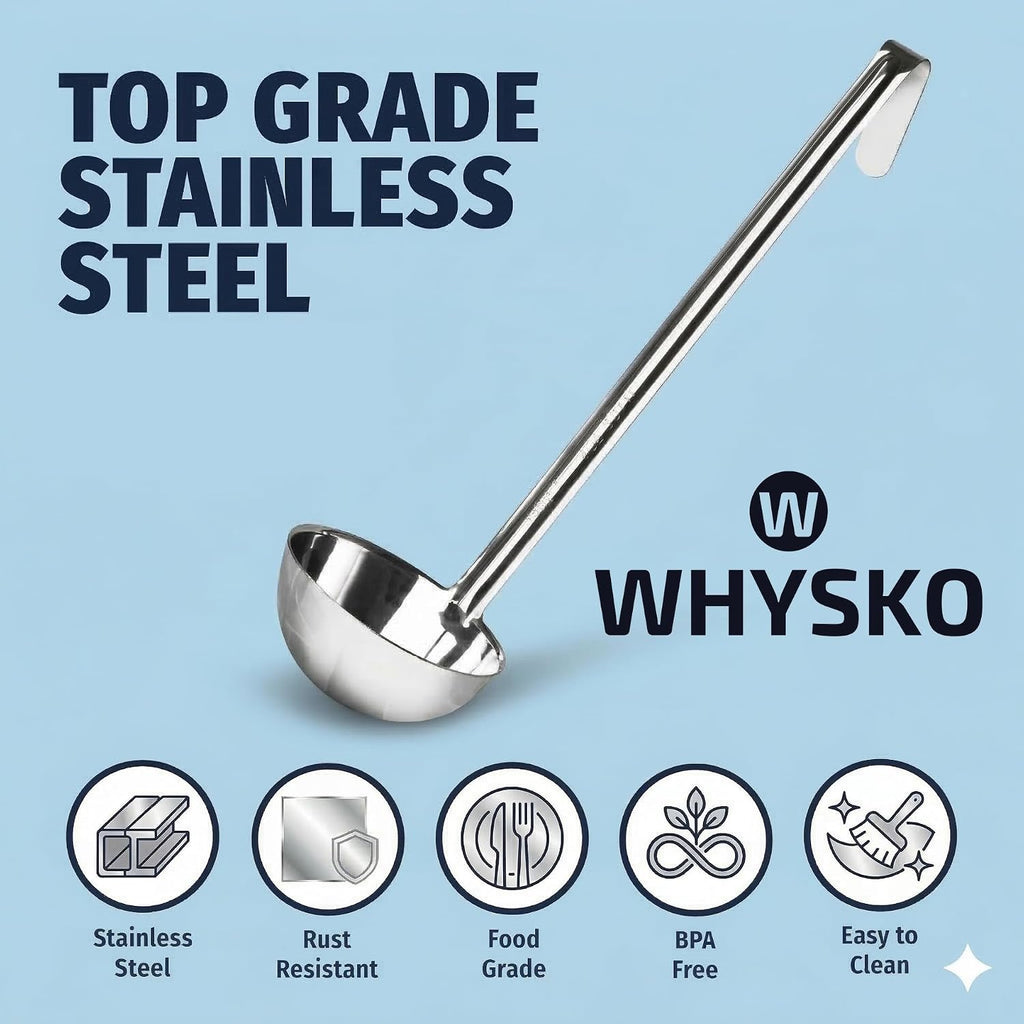 3-Pack Stainless Steel Soup Ladles, 6 oz Heat Resistant Serving Spoons